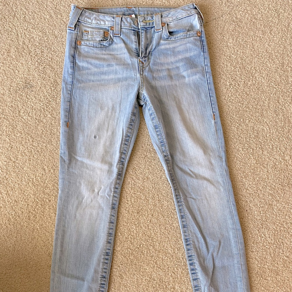 True Religion light wash super skinny jeans